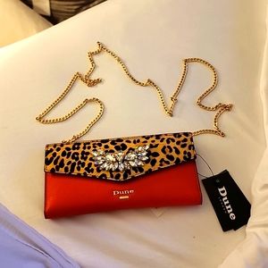 Dune London Red Leopard Print Crossbody Wallet